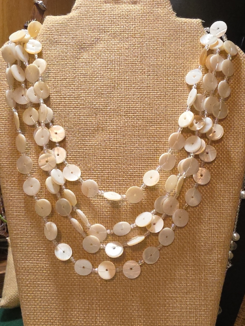 Mother-of-Pearl Shell Disc Necklace